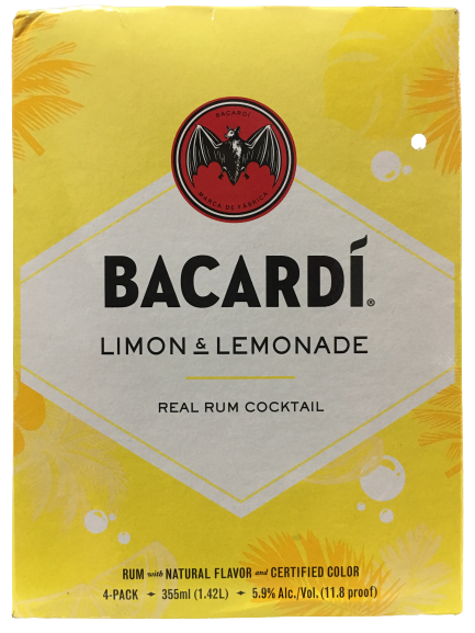 Bacardi Limon & Lemonade Cocktail (4x355ml)